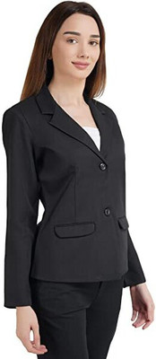 Swara Craft Solid Single Breasted Casual Women Blazer(Black)