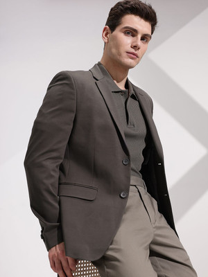 INVICTUS Solid Single Breasted Formal Men Blazer(Black)