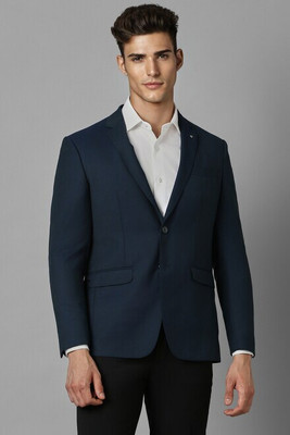 LOUIS PHILIPPE Self Design Single Breasted Formal Men Blazer(Dark Blue)