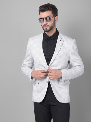 CRIMSOUNE CLUB Checkered Single Breasted Casual Men Blazer(Grey)