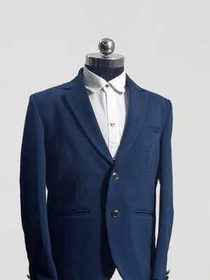 TTRFashion Checkered Single Breasted Casual Boys Blazer(Blue)