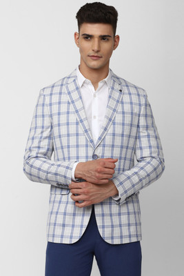 VAN HEUSEN Checkered Single Breasted Formal Men Blazer(Grey)