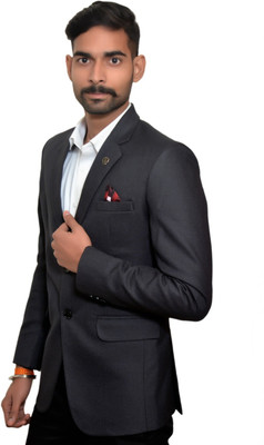 TT Trader Self Design Single Breasted Casual Men Blazer(Black)