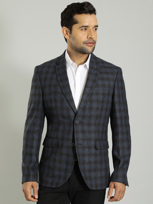 INDIAN TERRAIN Checkered Single Breasted Casual Men Blazer(Blue)