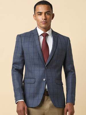 Allen Solly Checkered Double Breasted Casual Men Blazer(Blue)