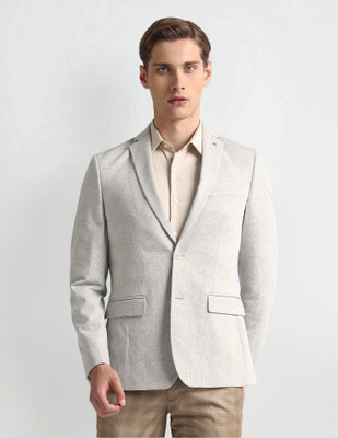 ARROW Solid Single Breasted Formal Men Blazer(Beige)