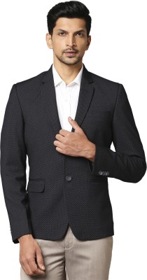 PARK AVENUE Self Design Single Breasted Formal Men Blazer(Dark Blue)