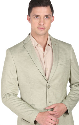 ARROW Solid Single Breasted Formal Men Blazer(Green)