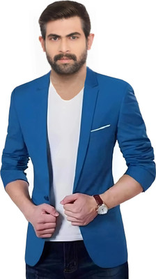 HUMJOLI MENS WEAR Solid Single Breasted Formal, Casual, Party, Festive & Wedding Men Blazer(Blue)