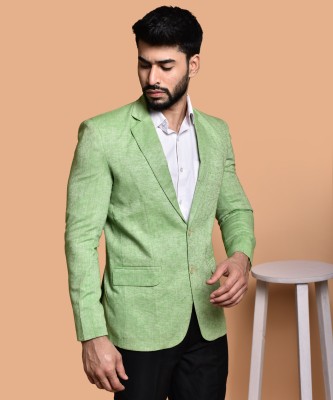 PRINT CULTR Solid Single Breasted Casual Men Blazer(Green)