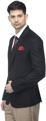 Pukhtoon Solid Single Breasted Festive, Festive & Wedding, Formal, Party, Wedding Men Blazer(Black)