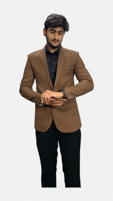 gargian master cut Checkered Single Breasted Formal, Party Men Blazer(Brown)