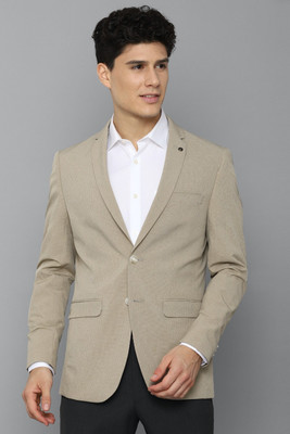 Allen Solly Solid Single Breasted Formal Men Blazer(Beige)