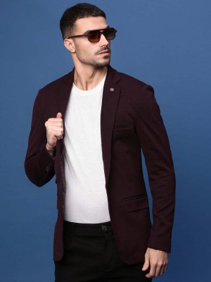 Showoff Solid Single Breasted Casual Men Blazer(Purple)