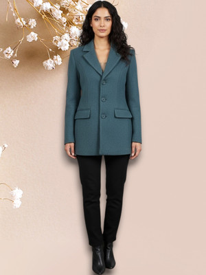 Pepzo Solid Double Breasted Casual Women Blazer(Blue)