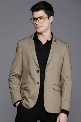 Allen Solly Self Design Single Breasted Casual Men Blazer(Beige)