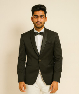 ARF Self Design Tuxedo Style Casual, Formal, Party, Wedding, Festive & Wedding, Sports Men Blazer(Black)