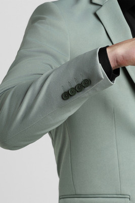 PETER ENGLAND Self Design Single Breasted Casual Men Blazer(Green)