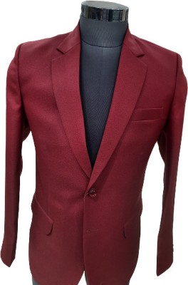 VICTORYGARMENTS Solid Double Breasted Festive & Wedding Men Blazer(Red)