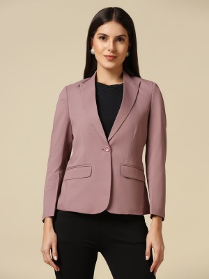 TAHVO Solid, Self Design Single Breasted Formal, Festive & Wedding, Casual Women Blazer(Pink)