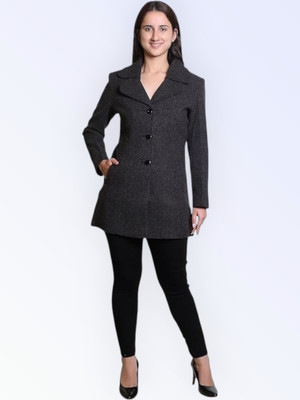 TROO BLUE Solid Double Breasted Casual Women Blazer(Black)