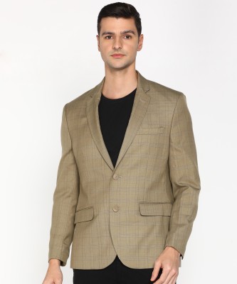 INDIAN TERRAIN Checkered Single Breasted Casual Men Blazer(Brown)