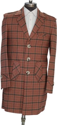 gargian master cut Checkered Single Breasted Casual, Party Men Blazer(Brown)