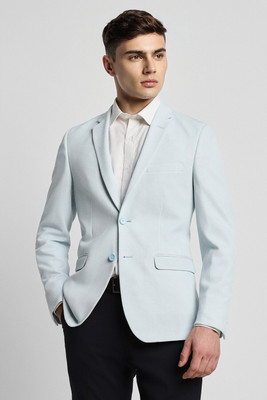 PETER ENGLAND Solid Single Breasted Formal Men Blazer(Blue)