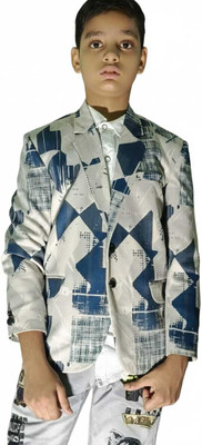 TTRFashion Printed Single Breasted Festive & Wedding, Casual, Party Boys Blazer(Beige)