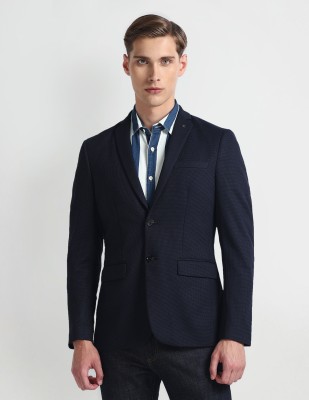 ARROW Solid Single Breasted Formal Men Blazer(Blue)