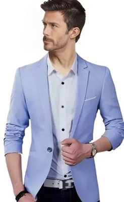 Darbar In Solid Single Breasted Casual, Formal, Festive & Wedding Men Blazer(Blue)