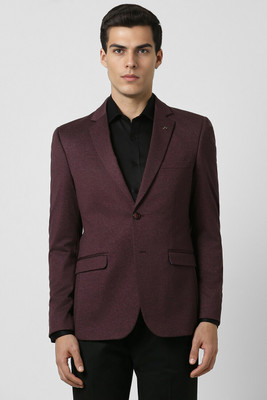 VAN HEUSEN Self Design Single Breasted Formal Men Blazer(Maroon)