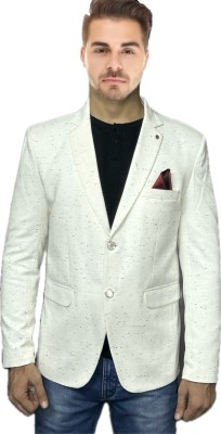 ShubhVivah Self Design Single Breasted Casual, Festive & Wedding Men Blazer(White)