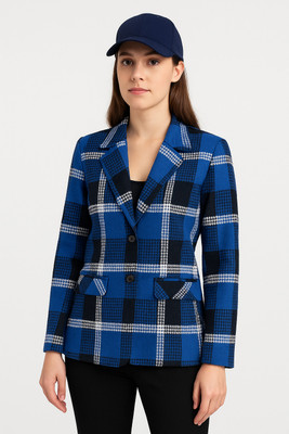 BLUEWEARS Checkered, Printed Single Breasted Casual, Formal, Party, Festive & Wedding Women Blazer(Multicolor)