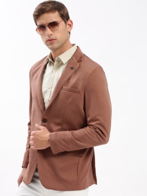 Showoff Solid Single Breasted Casual Men Blazer(Brown)