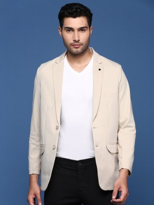 Showoff Solid Single Breasted Formal Men Blazer(Beige)