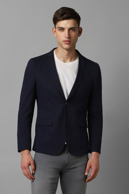 LOUIS PHILIPPE Solid Single Breasted Casual Men Blazer(Dark Blue)