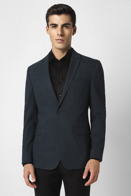 VAN HEUSEN Self Design Single Breasted Formal Men Blazer(Black)
