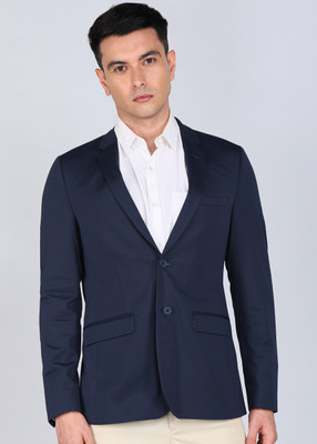 PETER ENGLAND Solid Tuxedo Style Formal Men Blazer(Blue)