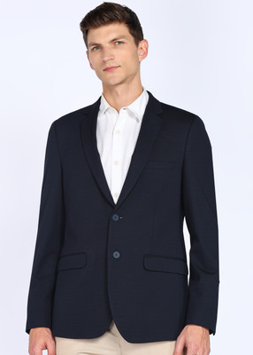 PETER ENGLAND Solid Single Breasted Formal Men Blazer(Dark Blue)