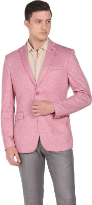 ARROW Solid Single Breasted Formal Men Blazer(Pink)