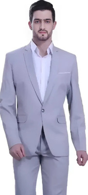 Darbar In Solid Single Breasted Casual, Formal, Festive & Wedding Men Blazer(Grey)