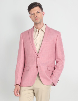 ARROW Solid Single Breasted Formal Men Blazer(Pink)