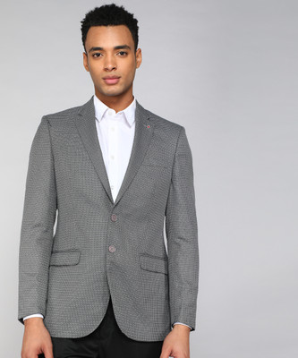 Raymond Self Design Single Breasted Formal Men Blazer(Grey)
