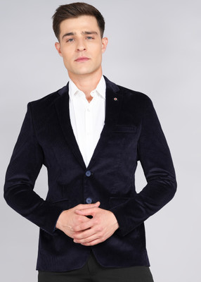 Raymond Self Design Bandhgala Formal Men Blazer(Dark Blue)