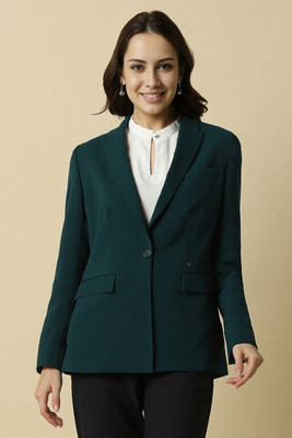 Allen Solly Solid Single Breasted Formal Women Blazer(Green)
