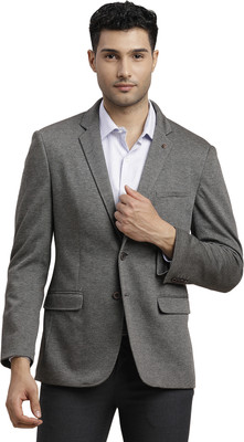 TURTLE Self Design Single Breasted Casual Men Blazer(Grey)