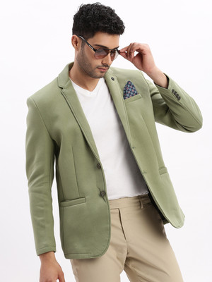 SHOWOFFFF Solid Single Breasted Casual Men Blazer(Green)
