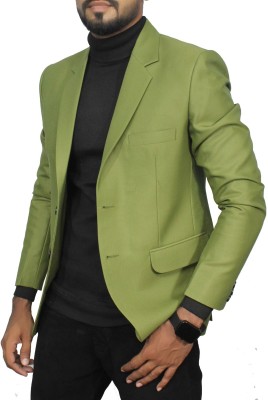 Noor Sons Solid Single Breasted Festive & Wedding Men Blazer(Green)