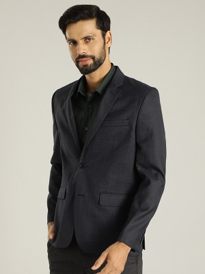 INDIAN TERRAIN Checkered Single Breasted Casual Men Blazer(Blue)